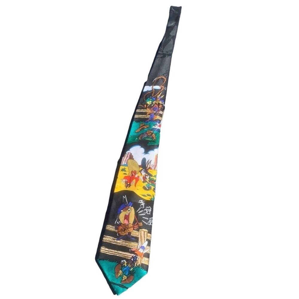 Mens Silk Looney Tunes Mania Vintage 1994 Warner Bros Tie. Retro Y2k